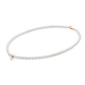 Colier perle naturale cu pandantiv din argint placat cu aur roz cu cristal 40 cm DiAmanti 252-39C-G